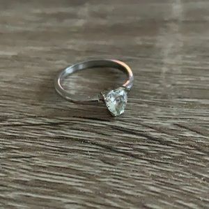 Silver Heart Diamond Half Ring